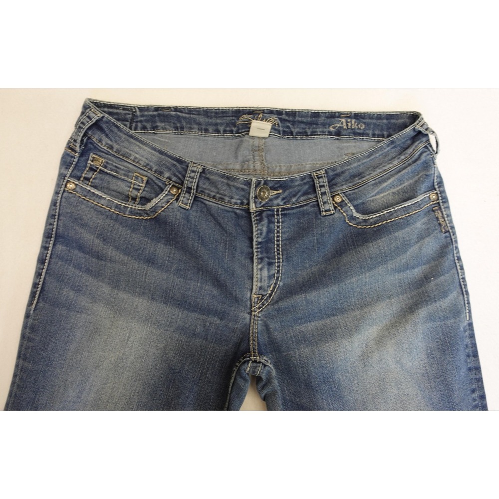 Silver Jeans Aiko Jeans Womens 16 Blue Bootcut Medium Wash Denim Embroidered